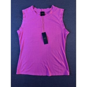 NWT W5 Who Wear What When Where Fuchsia Pink Ribbed Ruffle Tank Top M